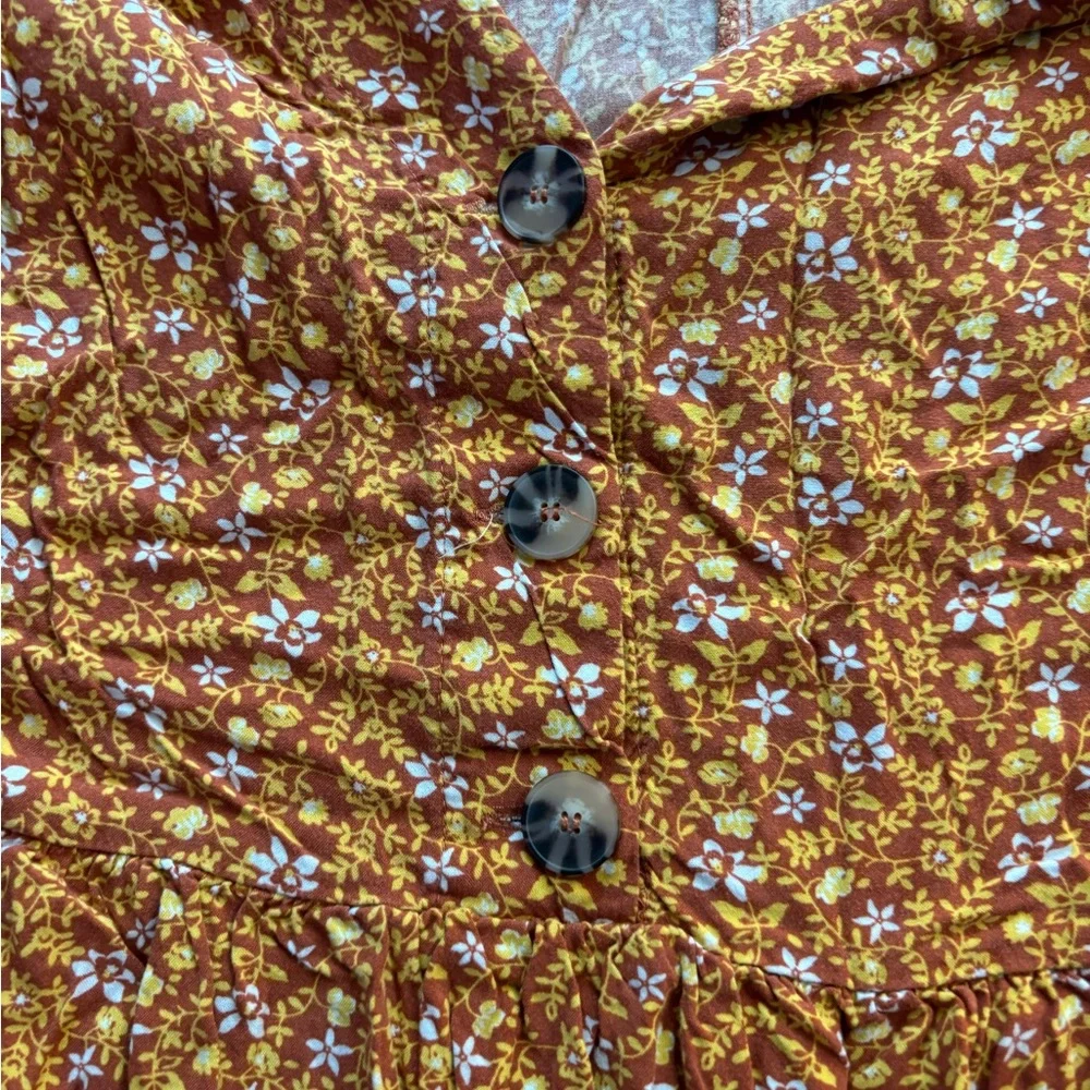 Floral Brown Women's babydoll dress - Picture 3 of 5